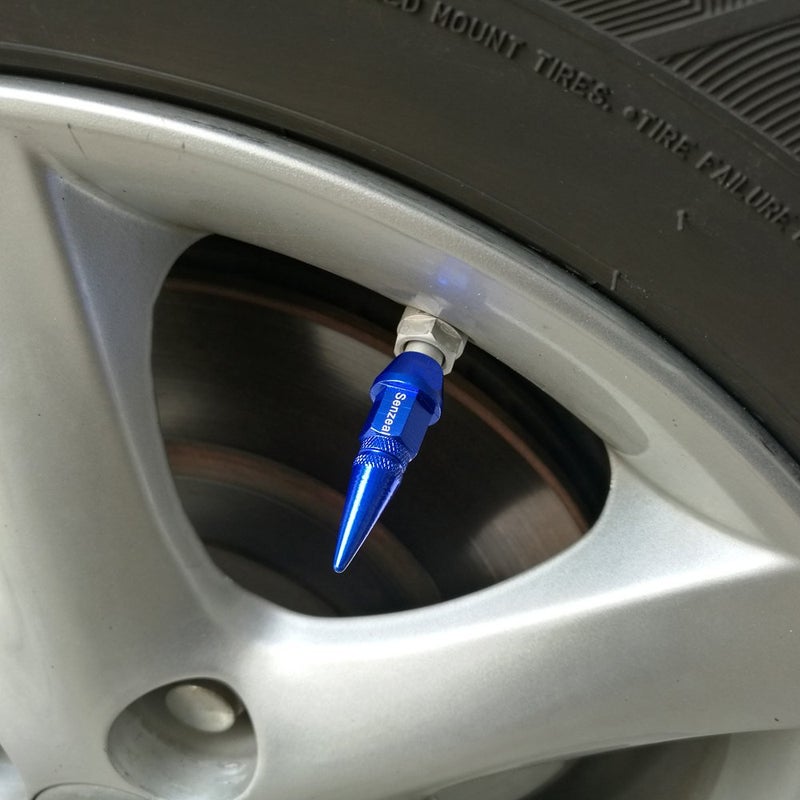 Senzeal 4X Long Impale Spiked Aluminum Car Truck Bike Wheel Tire Caps Air Dust Cover Blue - Image 4